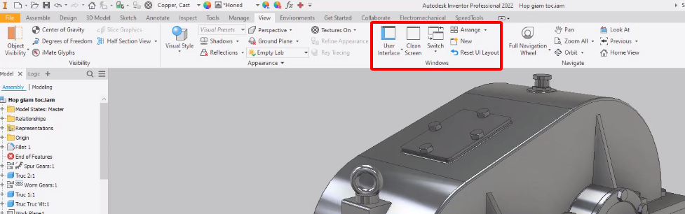 Các tùy chỉnh chia nhiều cửa sổ sẽ hiển thị trong tab View