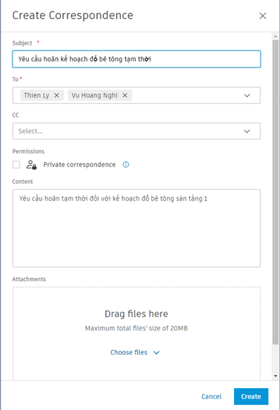 Tạo Correspondence