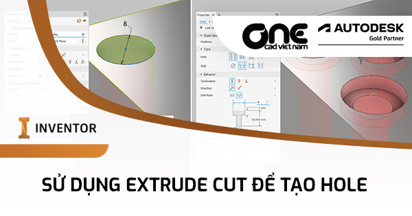 Sử dụng Extrude Cut để tạo hole