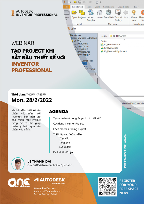Webinar "Tạo Project khi bắt đầu thiết kế với Inventor Professional"