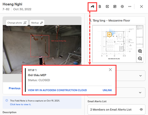 Theo dõi quá trình xử lý của RFI, Issue