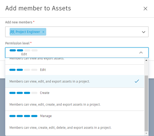 Thiết lập quyền trong assets