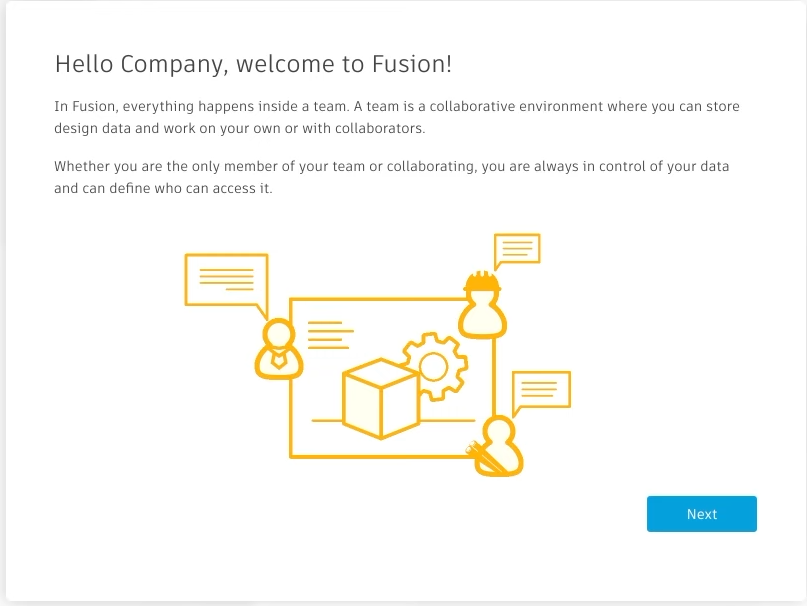 Thông báo yêu cầu tạo Hub trên Autodesk Fusion