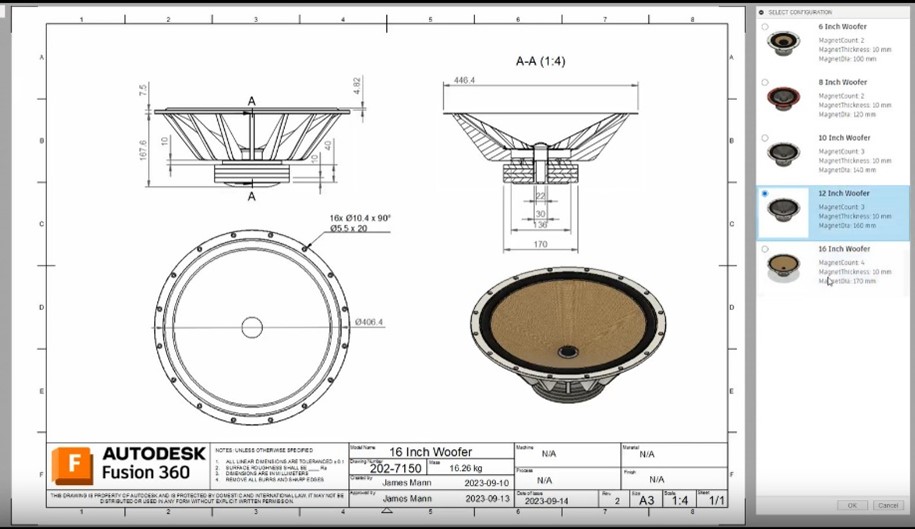 Thực hiện các bản vẽ cho từng cấu hình trên Fusion 360