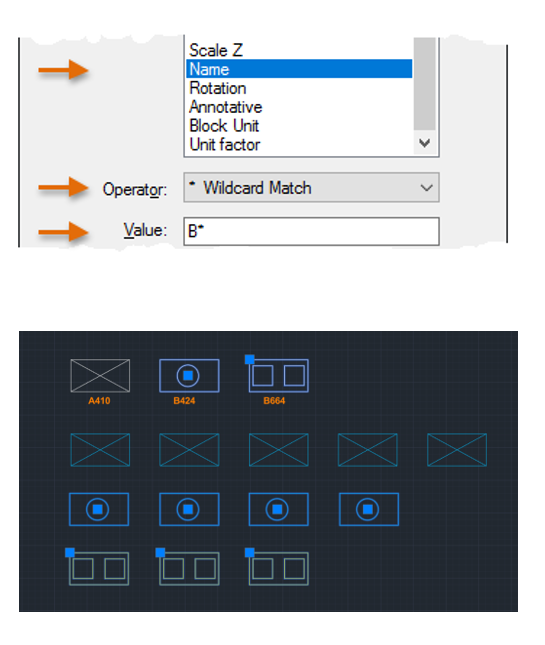 Tìm kiếm block bằng ký tự đại diện bằng Quick Select trên AutoCAD