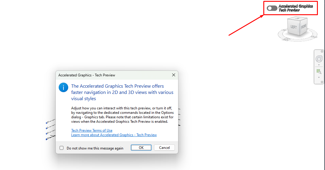 Tính năng Accelerated Views được hiển thị ở giao diện Revit 