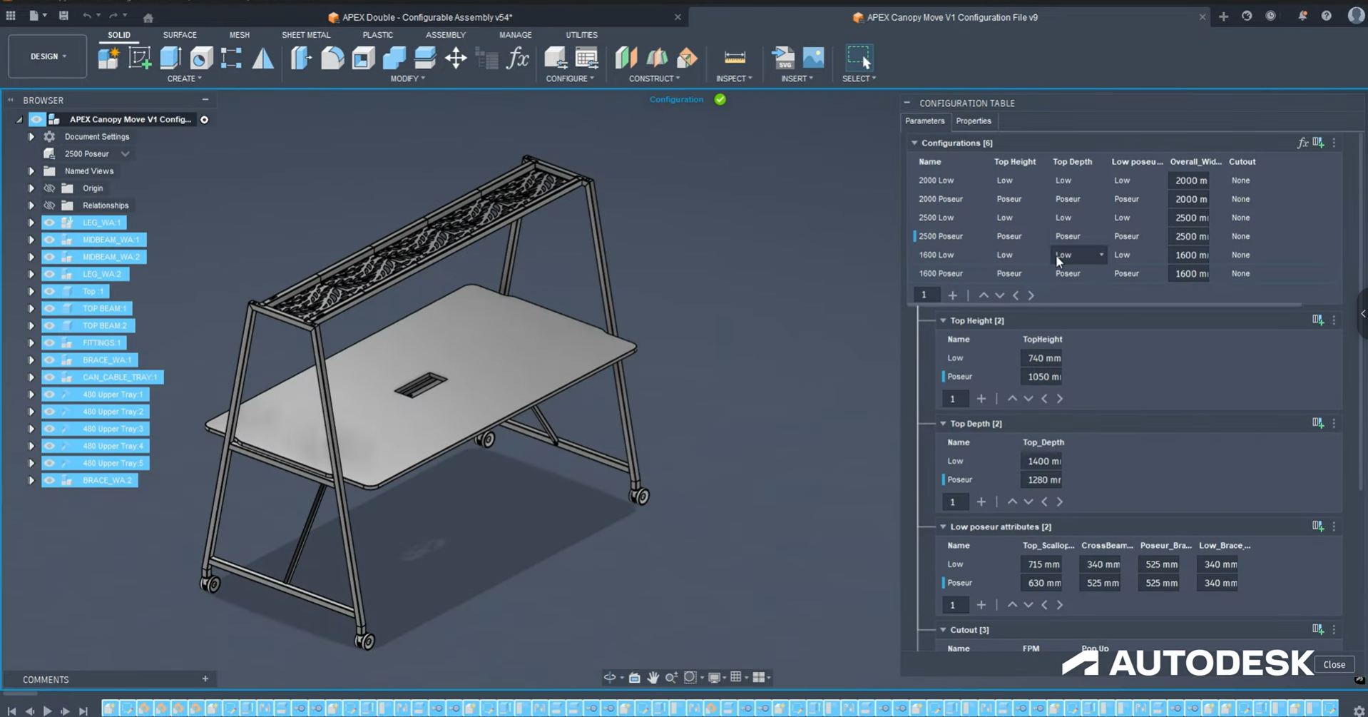 Tính năng Configuration trên Autodesk Fusion 