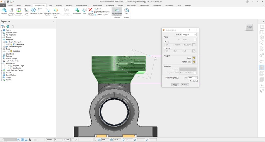 Cải thiện trải nghiệm khi giới hạn Toolpath