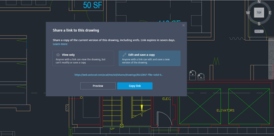 Tính năng share trên AutoCAD