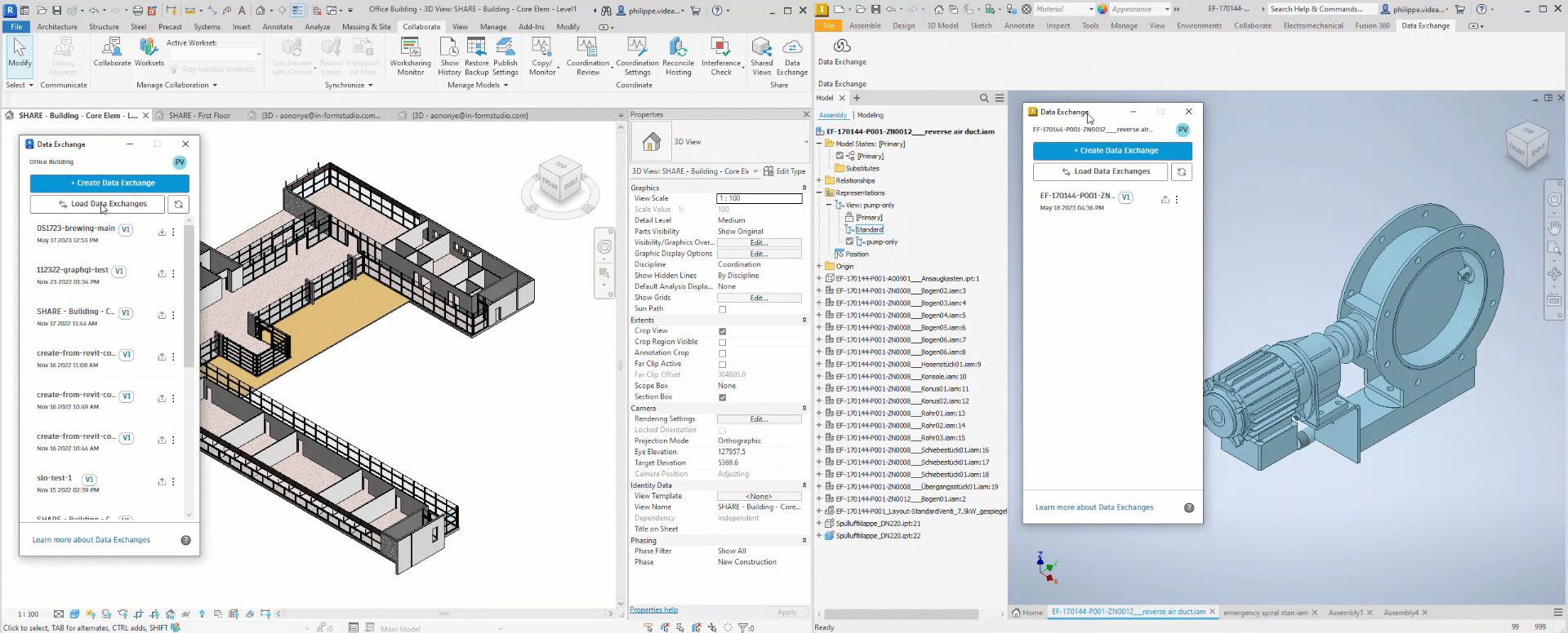 Trích xuất dữ liệu từ Inventor sang Revit bằng Data Exchange Connector