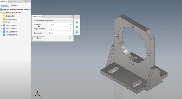 ứng dụng measure trong inventor