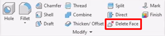 Vị trí tính năng Delete Face trong phần mềm 