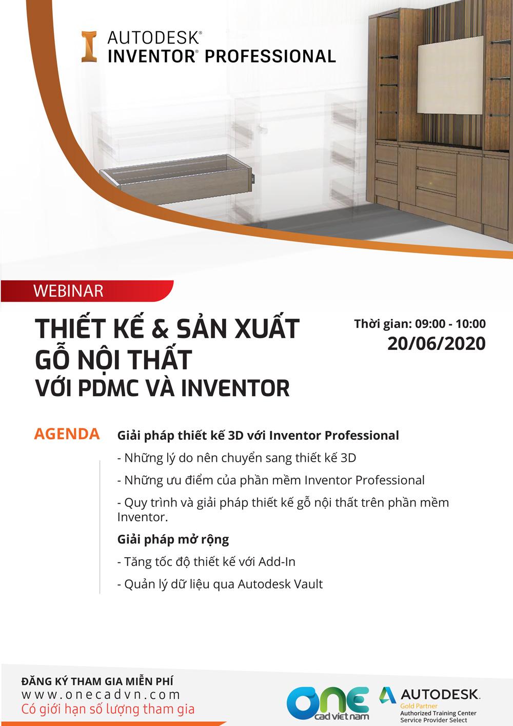 Webinar :  Thiết kế và sản xuất gỗ nội thất với PDMC và Inventor
