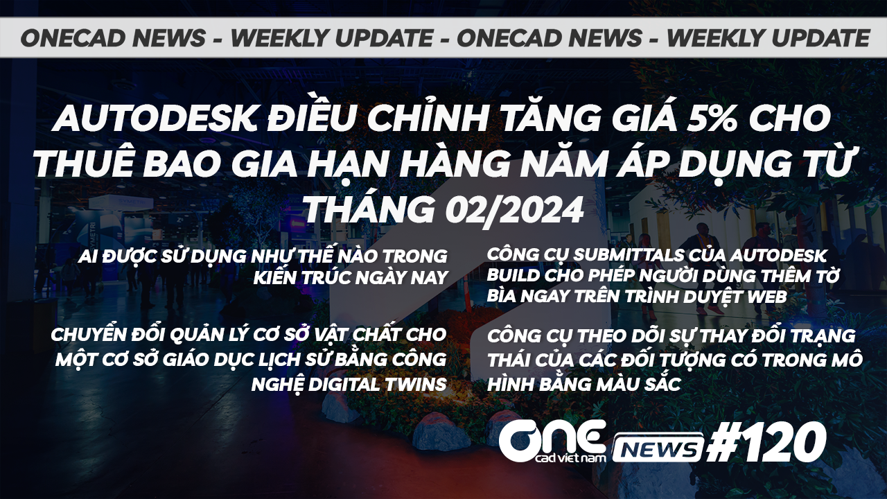 Autodesk điều chỉnh tăng giá 5% cho thuê bao gia hạn hàng năm áp dụng từ tháng 02/2024 - OneCAD News #120